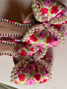 Betsey Johnson Pink Floral Pearl Bow Heels